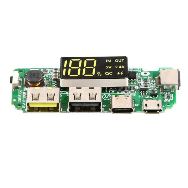 Dual USB 5V 2.4A Charge Board Micro USB Type-C 18650 Power Bank Box Charging Module with LED Screen Display