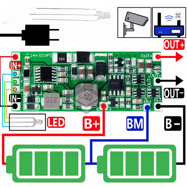 2S DC 12V/15V 24W 1A UPS Power Supply Module Uninterruptible Power Control Board 2S V4.0CN Charging Step Up Protection Module