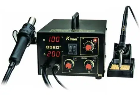 KIMEI 852D+ 2in1 Lead-Free Soldering Station Hot Air and Iron SMD Rework Station Digital Welding Tool