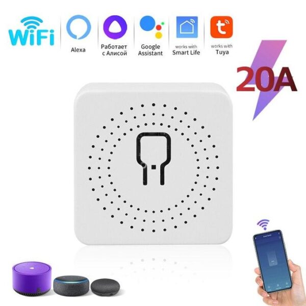 Tuya WiFi Smart Switch 2-way Control Mini Smart Breaker 20A