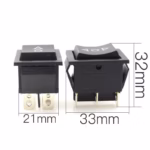 Momentary Rocker Switch 6 Flat Pins Double Sides DPDT