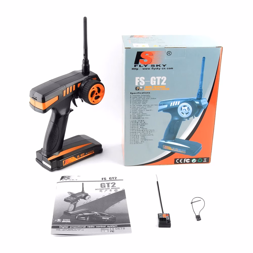 1760422602_flysky-fs-gt2-transmitter-with-fs-gr3e-receiver-for-rc-car-boat.webp Flysky FS-GT2 Transmitter with FS-GR3E Receiver for Rc Car Boat - Image 1