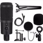 Condenser Mic for Singing Recording Studio Equipments Full Set Podcast Microphone Stand Mic with Stand