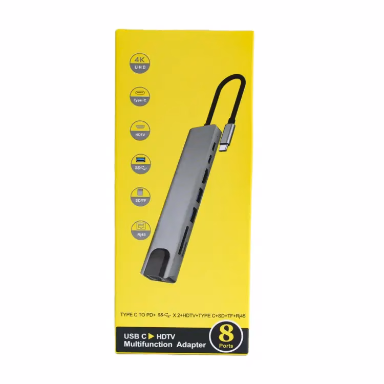 1772504061_364091_8-in-1-type-c-hub-with-usb-rj45-ethernet-type-c-sd-card-tf-card-and-hdmi-output-2.webp 8 in 1 Type C Hub with USB, RJ45 Ethernet, Type C, SD Card, TF Card and HDMI Output - Image 1