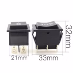 Momentary Rocker Switch 6 Flat Pins Double Sides DPDT