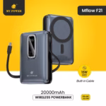 Mypower Mflow F21 Wireless Powerbank 20000mah with built in Cable
